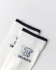 女款中筒襪 可愛小狗圖案 多功能 舒適 有趣