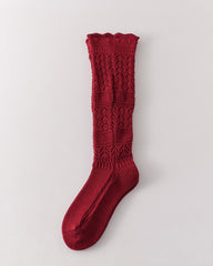 여성 크루 양말 펀칭 니트 코튼 레트로 루즈 삭스