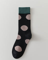 여성 빈티지 도트 크루 양말 레트로 소프트 컴포트