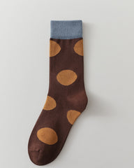 여성 빈티지 도트 크루 양말 레트로 소프트 컴포트