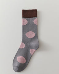 여성 빈티지 도트 크루 양말 레트로 소프트 컴포트