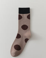 여성 빈티지 도트 크루 양말 레트로 소프트 컴포트