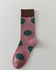 여성 빈티지 도트 크루 양말 레트로 소프트 컴포트
