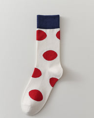 여성 빈티지 도트 크루 양말 레트로 소프트 컴포트