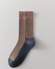 여성용 투톤 크루 양말 독특한 디자인 부드럽고 신축성 있음