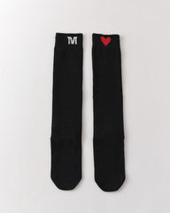女款及膝襪 愛心字母 棉質柔軟休閒襪子