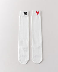 女款及膝襪 愛心字母 棉質柔軟休閒襪子