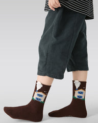 4パック 車 コテージ ハーフ ベルベット キッズ ソックス 快適で柔らかいコーラルフリース クルー