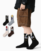 4-Pack Car Cottage Half Velvet Kids Socks Cozy Soft Coral Fleece Crew