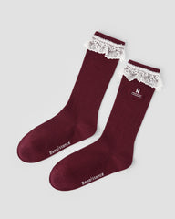 レディース クルー ソックス レース 無地 カラー コットン キュート シック スタイル