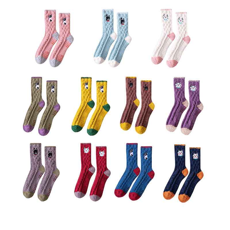 Sweetnana Cozy Crew Socks for Women & Men - Animal Embroidery Series Fuzzy & Colorful Socks - Perfect for Winter Stockings