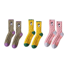 Sweetnana 3-Pack Cozy Crew Socks for Women & Men - Animal Embroidery Series Thickened Fuzzy Socks - Perfect for Winter Stockings & Lounge Wear