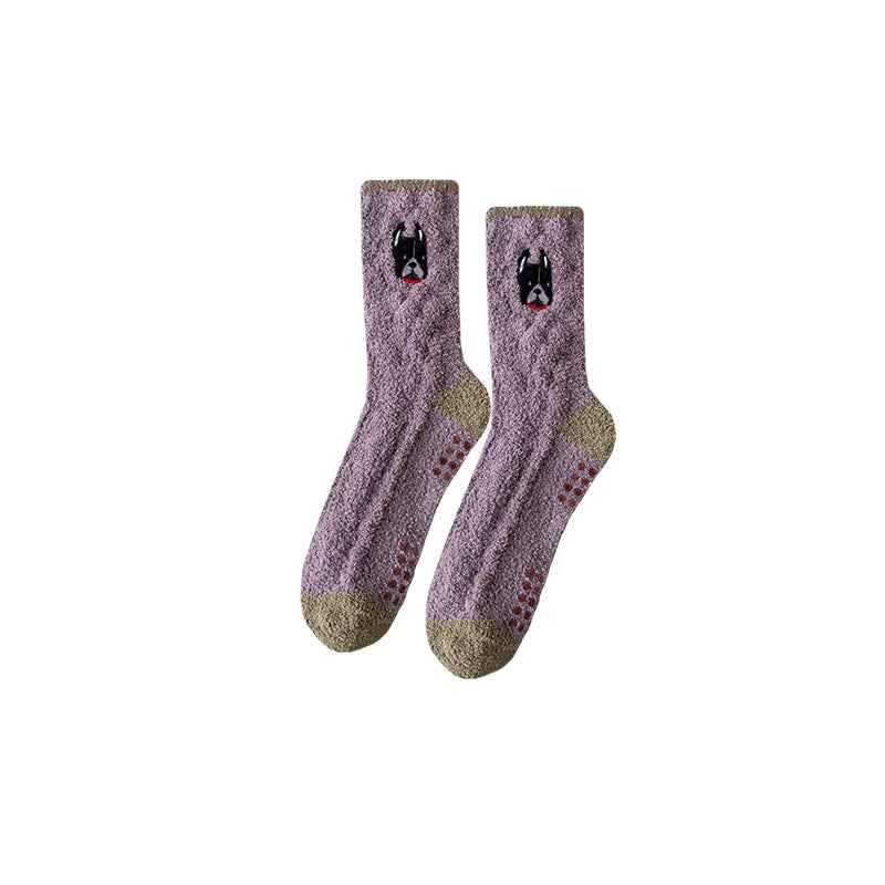 Sweetnana Cozy Crew Socks for Women & Men - Animal Embroidery Series Fuzzy & Colorful Socks - Perfect for Winter Stockings