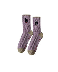 Sweetnana Cozy Crew Socks for Women & Men - Animal Embroidery Series Fuzzy & Colorful Socks - Perfect for Winter Stockings