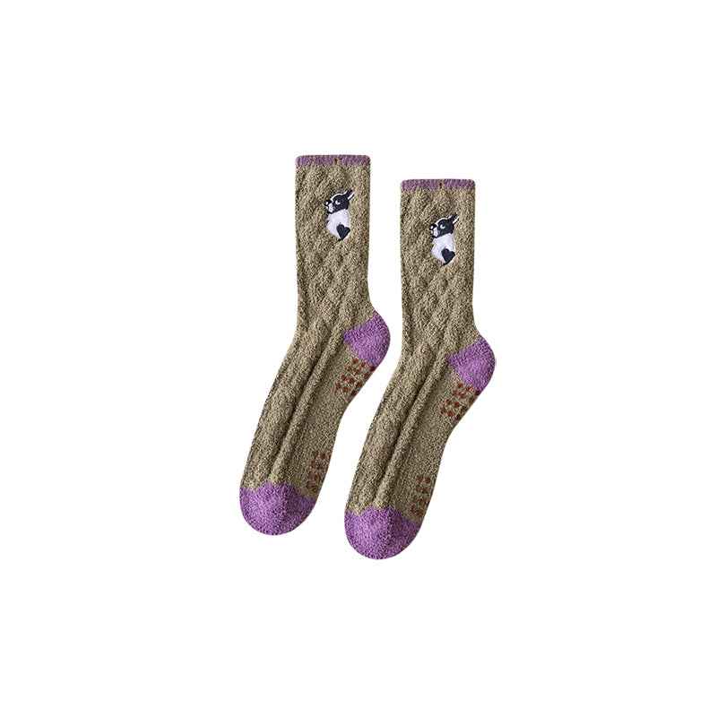 Sweetnana Cozy Crew Socks for Women & Men - Animal Embroidery Series Fuzzy & Colorful Socks - Perfect for Winter Stockings