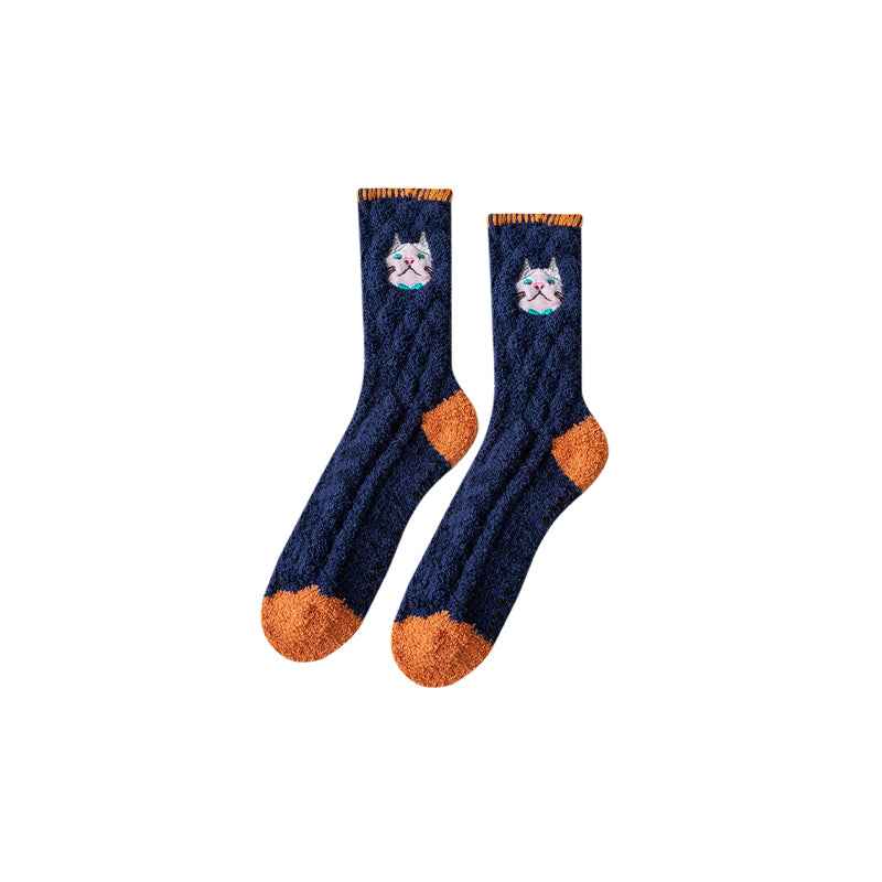 Sweetnana Cozy Crew Socks for Women & Men - Animal Embroidery Series Fuzzy & Colorful Socks - Perfect for Winter Stockings