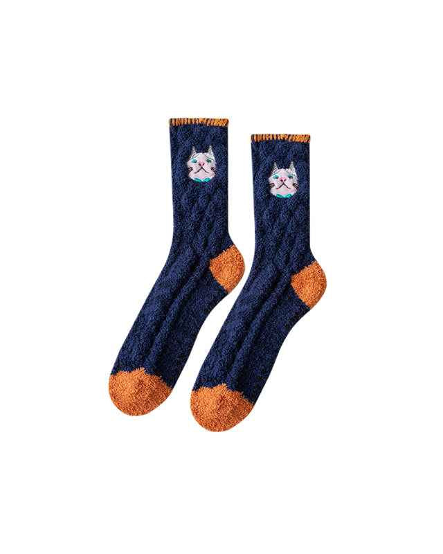 Sweetnana Cozy Crew Socks for Women & Men - Animal Embroidery Series Fuzzy & Colorful Socks - Perfect for Winter Stockings