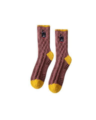 Sweetnana Cozy Crew Socks for Women & Men - Animal Embroidery Series Fuzzy & Colorful Socks - Perfect for Winter Stockings