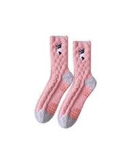 3-Pack Women Crew Socks Animal Embroidery Series Thick Warm Couple Socks