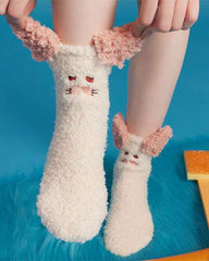 Adults Kids Crew Socks Large 3D Cartoon Series Fuzzy Thick Warm Soft Non Slip Socks