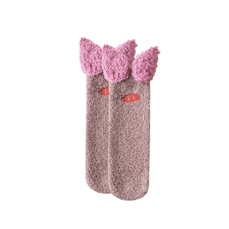 Adults Kids Crew Socks Large 3D Cartoon Series Fuzzy Thick Warm Soft Non Slip Socks