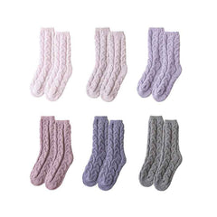 Sweetnana Simple Nordic Style Cozy Crew Socks for Women, Thickened Fuzzy Winter Stockings, Soft and Warm Socks for Daily Wear