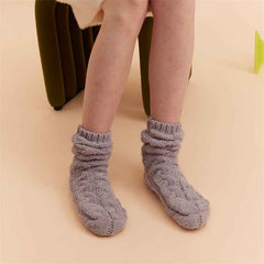 Sweetnana Simple Nordic Style Cozy Crew Socks for Women, Thickened Fuzzy Winter Stockings, Soft and Warm Socks for Daily Wear