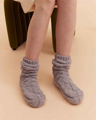 Sweetnana Simple Nordic Style Cozy Crew Socks for Women, Thickened Fuzzy Winter Stockings, Soft and Warm Socks for Daily Wear