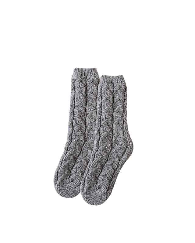 Sweetnana Simple Nordic Style Cozy Crew Socks for Women, Thickened Fuzzy Winter Stockings, Soft and Warm Socks for Daily Wear