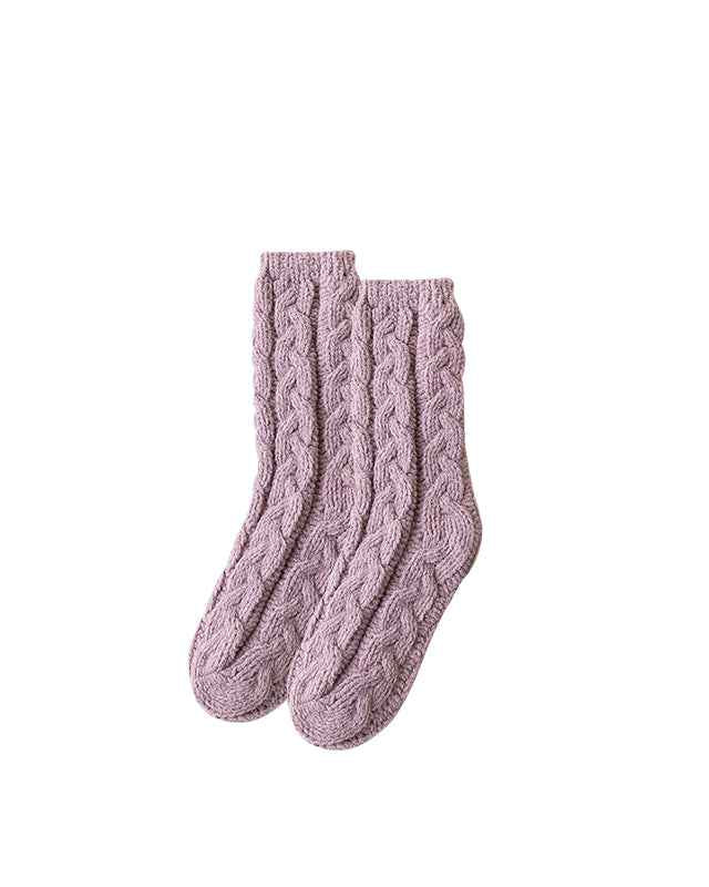 Sweetnana Simple Nordic Style Cozy Crew Socks for Women, Thickened Fuzzy Winter Stockings, Soft and Warm Socks for Daily Wear