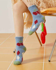 3-Pack Women Crew Socks Cozy Cute Colorful Thick Soft Fuzzy Sleep Socks