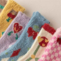 3-Pack Women Crew Socks Cozy Cute Colorful Thick Soft Fuzzy Sleep Socks