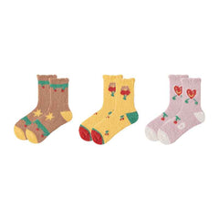 3-Pack Women Crew Socks Cozy Cute Colorful Thick Soft Fuzzy Sleep Socks