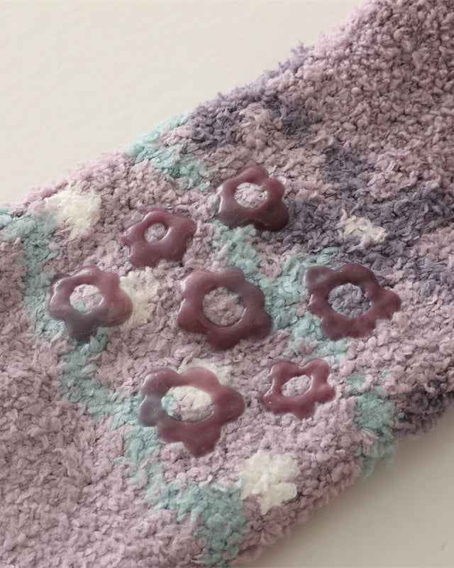 Sweetnana 3-Pack Cozy Crew Socks for Women - Playful Flowers Series Super Soft Fuzzy Winter Stockings - Non-Slip Thickened Slipper Socks
