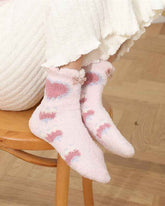 Sweetnana 3-Pack Cozy Crew Socks for Women - Playful Flowers Series Super Soft Fuzzy Winter Stockings - Non-Slip Thickened Slipper Socks