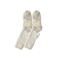 Sweetnana Cozy Knee High Fuzzy Socks for Women, Thickened Striped Pile Winter Stockings, Soft and Warm, Ideal for Cold Weather, Cute and Comfortable Women’s Socks