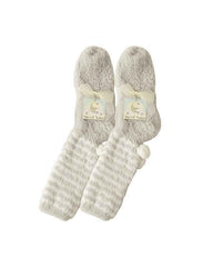 Sweetnana Cozy Knee High Fuzzy Socks for Women, Thickened Striped Pile Winter Stockings, Soft and Warm, Ideal for Cold Weather, Cute and Comfortable Women’s Socks