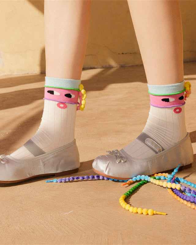 Sweetnana Women’s Crew Socks - Super Cool Braids Series Fun and Cute Cotton Socks, Colorful Socks, Soft Cotton Stockings, Stylish Women Socks for Every Occasion