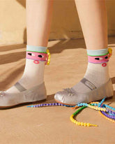 Sweetnana Women’s Crew Socks - Super Cool Braids Series Fun and Cute Cotton Socks, Colorful Socks, Soft Cotton Stockings, Stylish Women Socks for Every Occasion