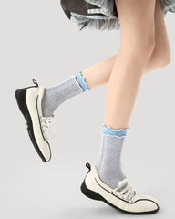 3-Pack Women Crew Socks Blue Mood Series Cotton Casual Fun Novelty Socks