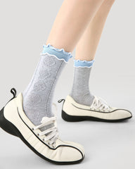 3-Pack Women Crew Socks Blue Mood Series Cotton Casual Fun Novelty Socks