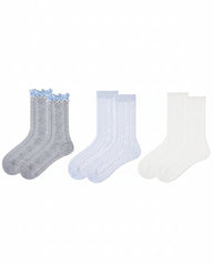 3パック レディース クルー ソックス ブルームードシリーズ コットン カジュアル ファン ノベルティ ソックス