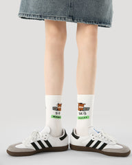 3-Pack Women Crew Socks Cotton Fun Novelty Above Ankle Casual Socks