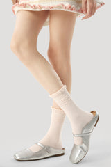 3-팩 여성용 면 크루 양말 화이트 카멜리아 시리즈 캐주얼 양말