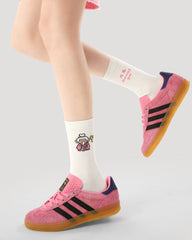 3-Pack Women Crew Socks Cotton Cartoon Characters Seamless Socks