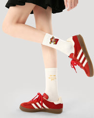 3-Pack Women Crew Socks Cotton Cartoon Characters Seamless Socks