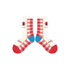 4-Pack Apple Cat Series Girls Cute Kids Socks Seamless Cotton Crew Socks