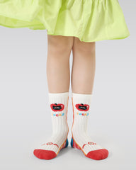 4-Pack Apple Cat Series Girls Cute Kids Socks Seamless Cotton Crew Socks