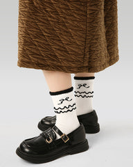 4-팩 아동용 면 크루 양말 러플 리본 귀여운 캐주얼