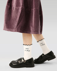 4-팩 아동용 면 크루 양말 러플 리본 귀여운 캐주얼